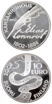 200e geboortedag Elias Lonnrot 10 euro Finland 2002 Proof